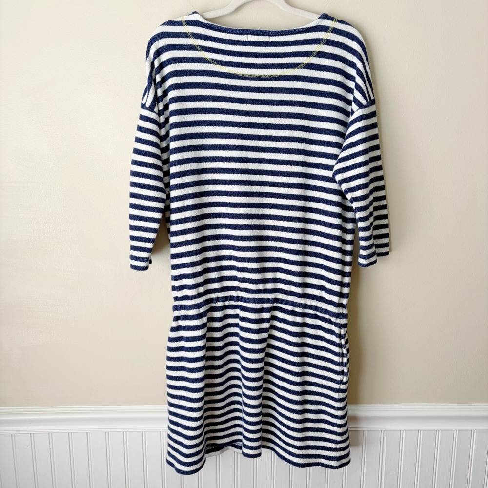 Vineyard Vines | Terry Cloth Above Knee Dress Nautical Striped Navy White Large - Picture 7 of 9